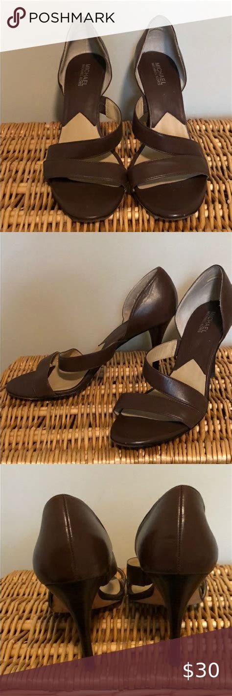 michael kors brown strappy heels|michael kors heels size 10.